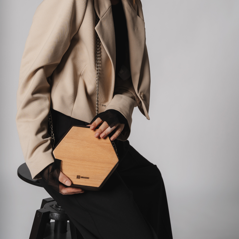 WOOD AND LEATHER BAG