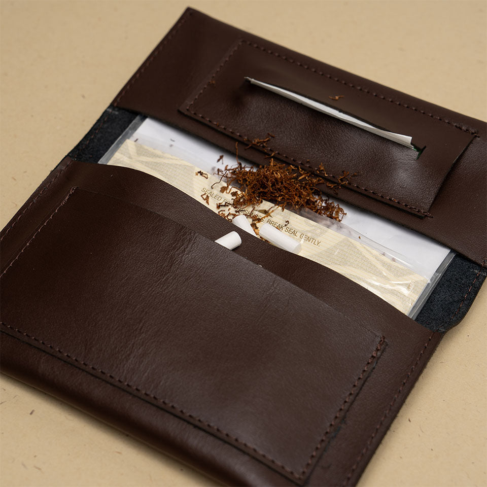 LEATHER TOBACCO HOLDER – THIN BROWN TOBACCO POUCH