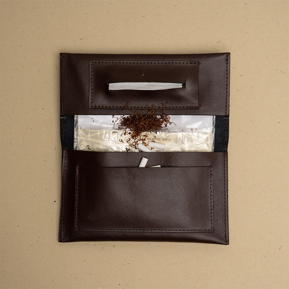 LEATHER TOBACCO HOLDER – THIN BROWN TOBACCO POUCH